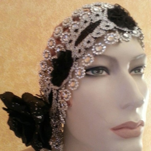 Gatsby Silver & Black Illusion Jewel Headband